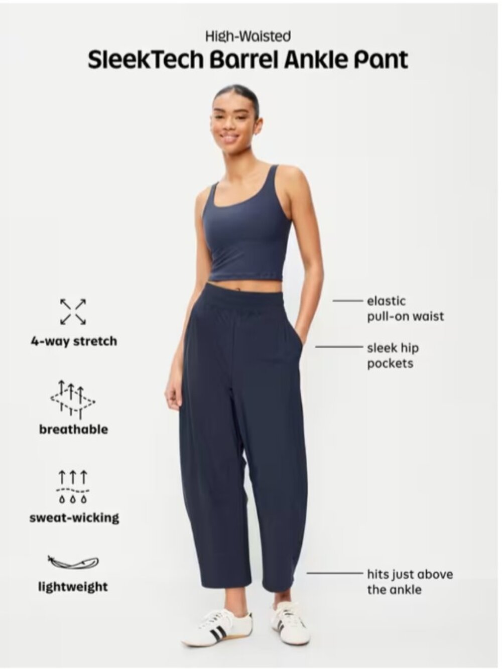 Old Navy SleekTech Barrel Pants in Dusk Navy | Size Medium - Picture 4 of 10